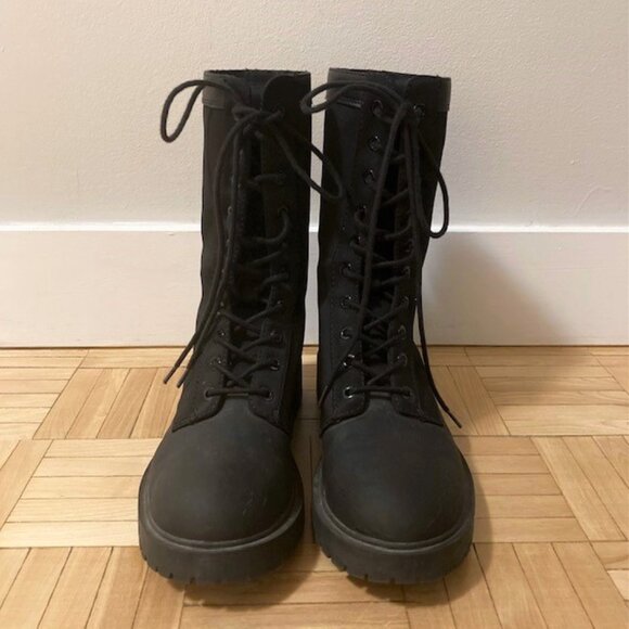 Zara Black Lace Up Combat Boots - Picture 5 of 5
